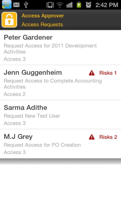 Capture d'écran de l'application SAP GRC Access Approver - #2