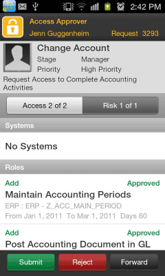Capture d'écran de l'application SAP GRC Access Approver - #3