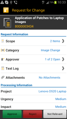 Capture d'écran de l'application SAP IT Change Approval - #2