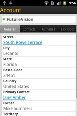 Capture d'écran de l'application SAP Sales OnDemand - #4