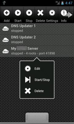 Capture d'écran de l'application DLNA Server - #1