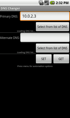 Capture d'écran de l'application DNS Changer - #1