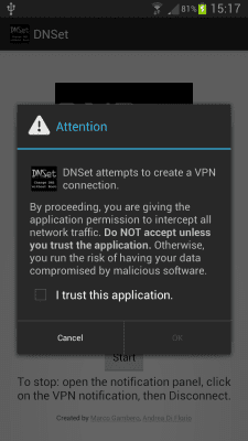 Capture d'écran de l'application DNSet - #2