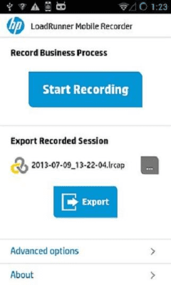 Capture d'écran de l'application HP LoadRunner Mobile Recorder - #1