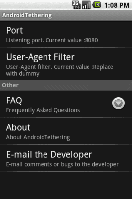 Capture d'écran de l'application AndroidTethering - #2