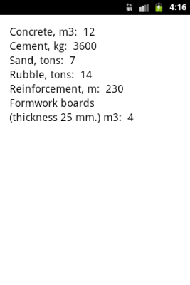 Capture d'écran de l'application Calcul de la fondation - #3