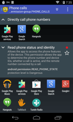 Capture d'écran de l'application aSpotCat (liste d'autorisations) - #6