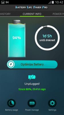 Capture d'écran de l'application Battery Life Saver for Android - #1