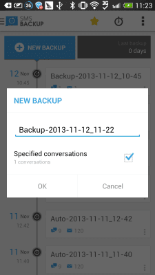 Capture d'écran de l'application SMS Backup & Restore (Kitkat) - #2