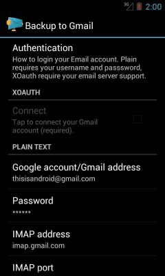 Capture d'écran de l'application Backup To Email - #2
