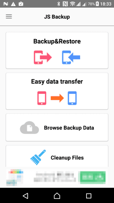 Capture d'écran de l'application JS Backup - #1