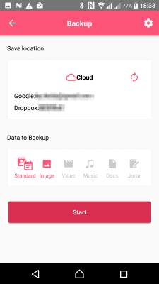 Capture d'écran de l'application JS Backup - #3