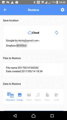 Capture d'écran de l'application JS Backup - #6