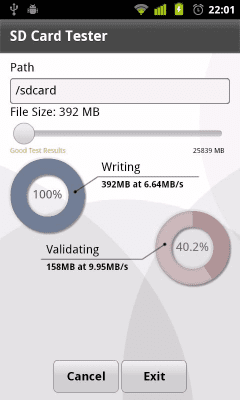 Capture d'écran de l'application SD Card Tester - #2