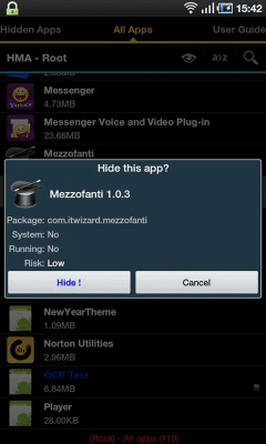 Capture d'écran de l'application Hide Apps Trial - Root - #3