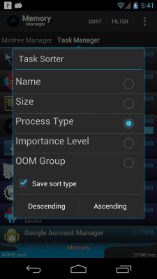 Capture d'écran de l'application Memory Manager - #8
