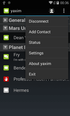 Capture d'écran de l'application yaxim - Client Jabber/XMPP - #3