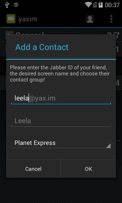 Capture d'écran de l'application yaxim - Client Jabber/XMPP - #4