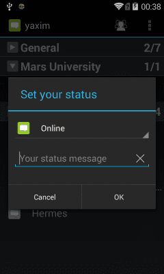 Capture d'écran de l'application yaxim - Client Jabber/XMPP - #6