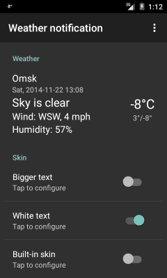 Capture d'écran de l'application WNS : Texte blanc - #5