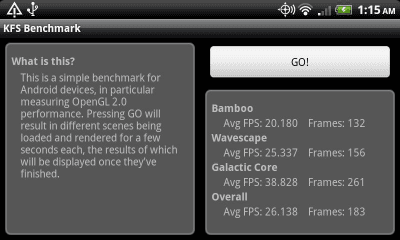 Capture d'écran de l'application KFS OpenGL Benchmark - #1