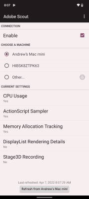 Capture d'écran de l'application Adobe Scout - #3