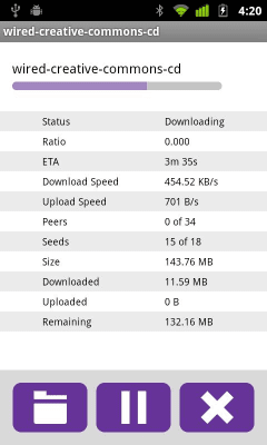 Capture d'écran de l'application BitTorrent Remote - #3