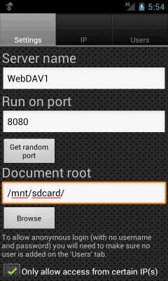 Capture d'écran de l'application WebDAV Server Ultimate - #2