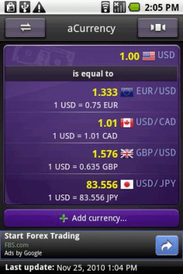 Capture d'écran de l'application aCurrency (exchange rate) - #3