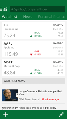 Capture d'écran de l'application MSN Finance - cours des actions - #3