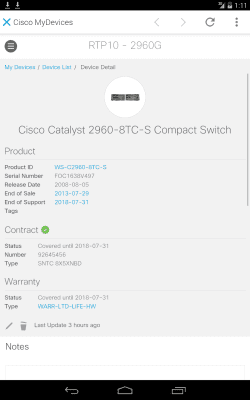 Capture d'écran de l'application Cisco Technical Support - #9