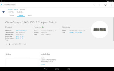 Capture d'écran de l'application Cisco Technical Support - #12