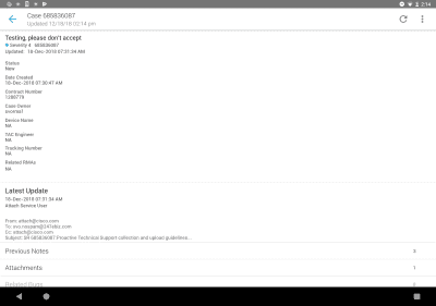 Capture d'écran de l'application Cisco Technical Support - #15