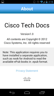 Capture d'écran de l'application Cisco Tech Docs - #3