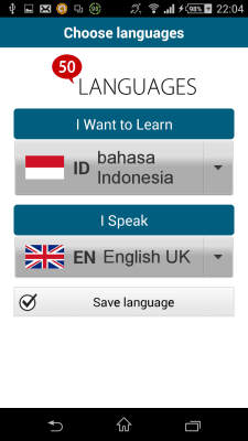 Capture d'écran de l'application Indonésien 50 langues - #2