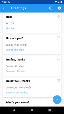 Capture d'écran de l'application Learn Vietnamese Phrasebook - #2