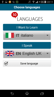 Capture d'écran de l'application Italien 50 langues - #2