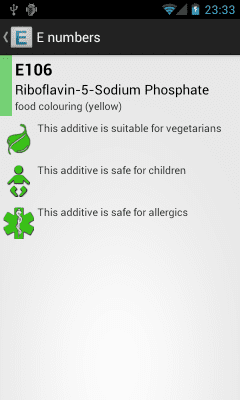 Capture d'écran de l'application E Numbers - #3