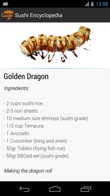 Capture d'écran de l'application Encyclopédie Sushi - #3
