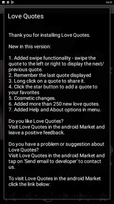 Capture d'écran de l'application Citations d'amour de Droid27 - #1