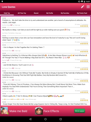 Capture d'écran de l'application AppTornado Love Quotes - #1