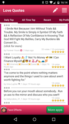 Capture d'écran de l'application AppTornado Love Quotes - #3