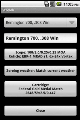 Capture d'écran de l'application Strelok. Ballistic calculator - #5
