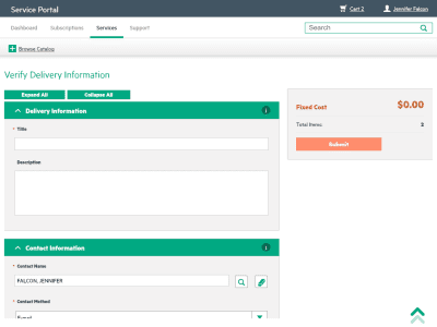 Capture d'écran de l'application HP Service Request Catalog - #5