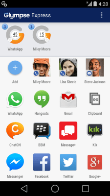 Capture d'écran de l'application Glympse Express - #3