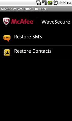 Capture d'écran de l'application McAfee WaveSecure (Trial) - #5