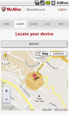 Capture d'écran de l'application McAfee WaveSecure (Trial) - #6