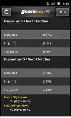 Capture d'écran de l'application ScoreMobile FC - #4
