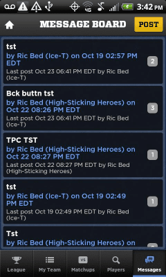Capture d'écran de l'application Yahoo! Fantasy Hockey 2012 - #8