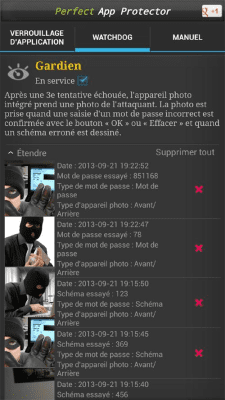 Capture d'écran de l'application Perfect App Lock (frança) - #3